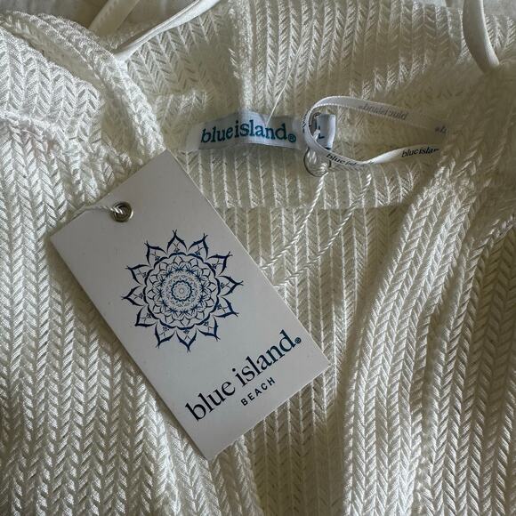 NWT Blue Island Beach Herringbone Laser-Cut Maxi Cover-Up Hoodie – Size L - Picture 8 of 10